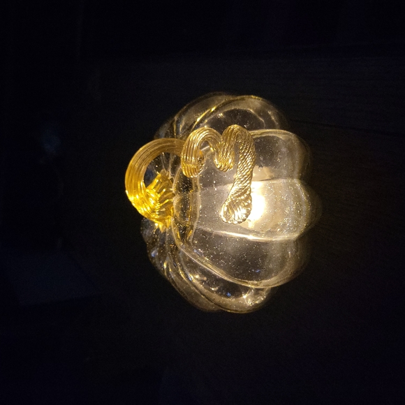 Other - Beautiful Hand Blown Amber Glass Light up Pumpkin For Fall 6"×8"